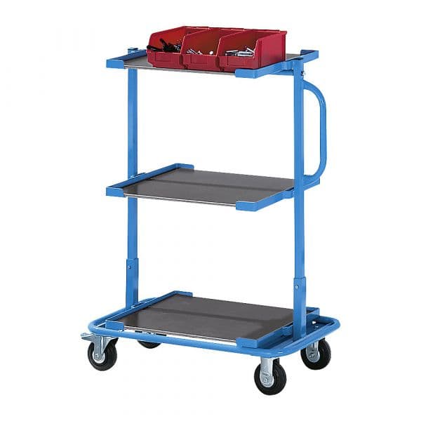 Eurokraft Carro para Assistência e Disposição, 3 Prateleiras Amovíveis, 200 Kg Azul Claro Ral 5012 - M7822-986393