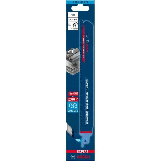 Lâmina de serra sabre S 1155 HHM EXPERT ?Medium-Thick Tough Metal? 1 un. refª 2608900374 BOSCH