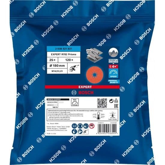 Disco de fibra EXPERT R782 Prisma Ceramic 180 mm, 22,23 mm, G 120 refª 2608621831 BOSCH