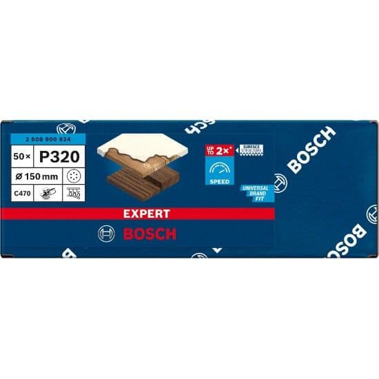 Lixa EXPERT C470 com 6 furos para lixadeiras excêntricas, 150 mm, G 320, 50 unidades refª 2608900924 BOSCH