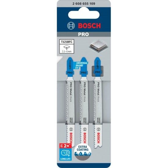 Lâmina de serra vertical PRO Metal thick T121BFC 92 mm, 3 unid. refª 2608655109 BOSCH