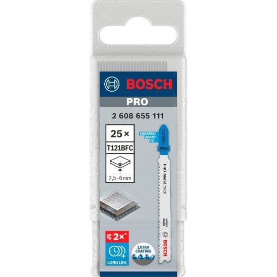 Lâmina de serra vertical PRO Metal thick T121BFC 92 mm, 25 unid. refª 2608655111 BOSCH