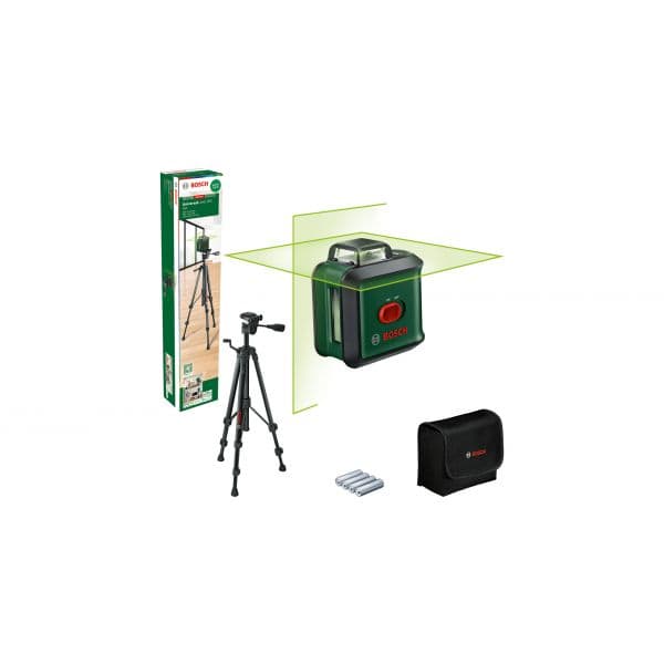 Bosch Laser de linhas cruzadas UniversalLevel 360 Set DIY com tripé TT150 Verde/Preto