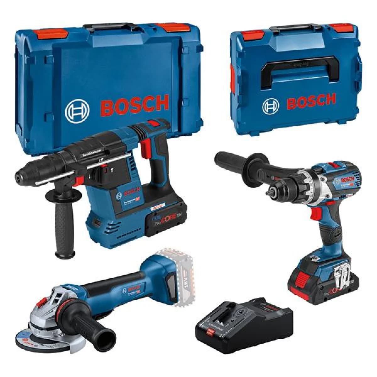 Bosch Professional 3 Kit Gbh Gsr Gws Bat 4ah 8ah Battery Hammer