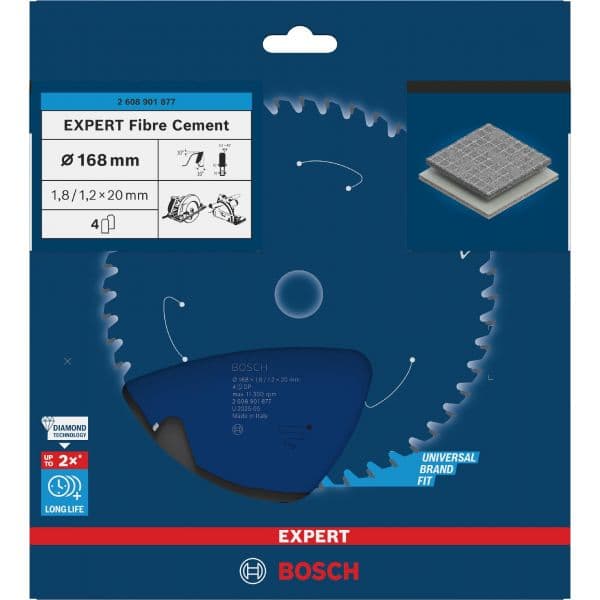 Bosch Lâmina de Serra Circular Expert for Fiber Cement 168 x 20 x 1,8/1,2 mm T4