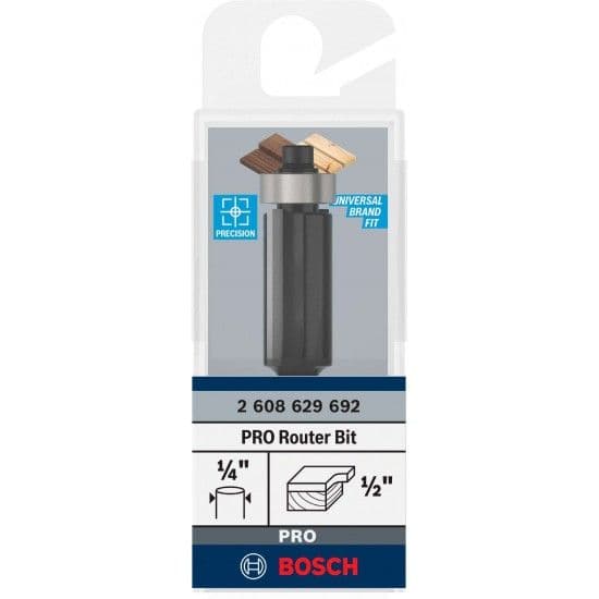 Fresa de alinhar com rolamento inferior para tupia PRO, Ø ½? x C 1?, encabadouro de ¼? refª 2608629692 BOSCH