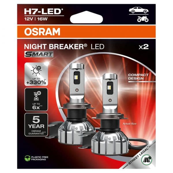 Osram Kit 2 Lâmpadas LED H7 12V/16W Night Breaker LED Smart Kit 12V - 64210DWNBSM