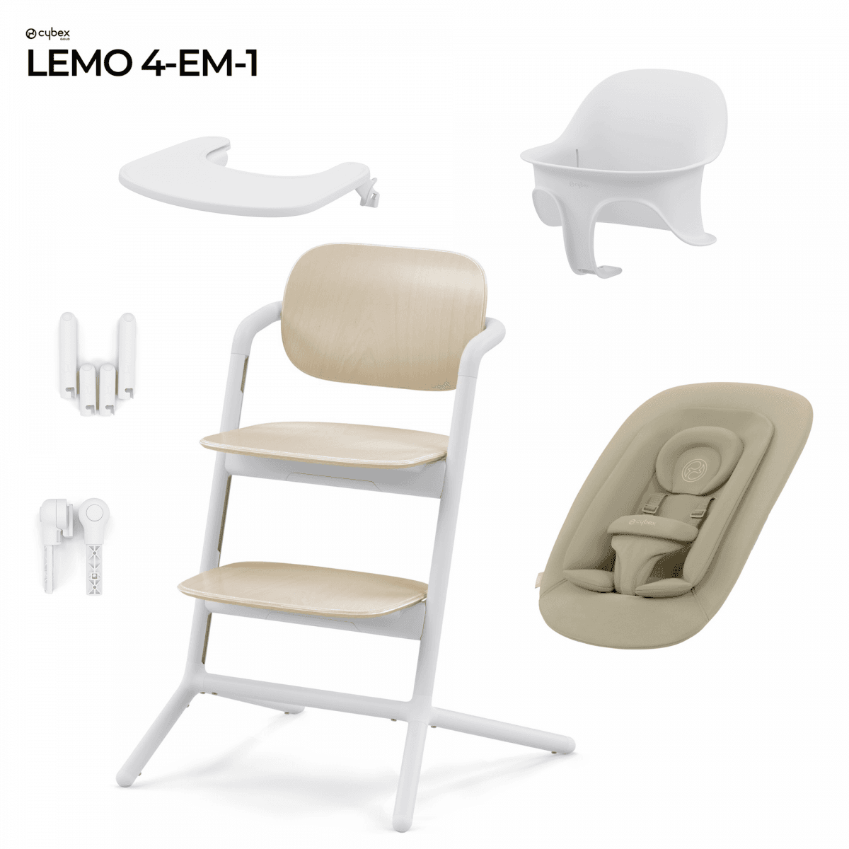 Cybex Conjunto Lemo Nova Geração 4 em 1 Sand White