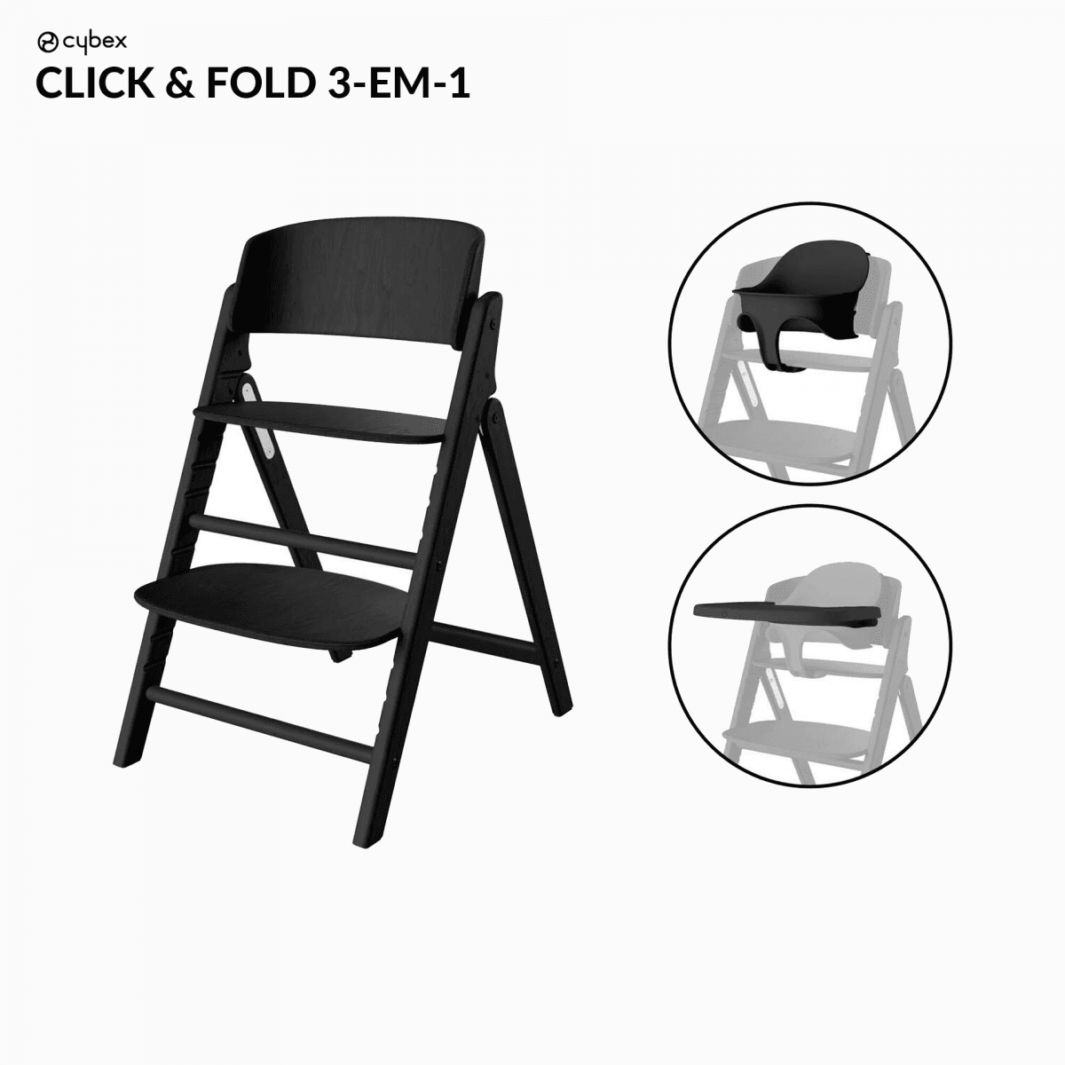 Cybex Cadeira de Refeição Alta Click & Fold 3 em 1 Stunning Black