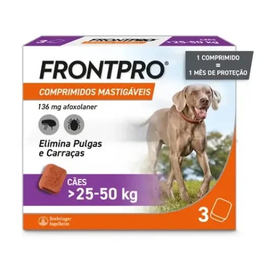 Frontpro Comprimidos Antiparasitários Mastigáveis para Cães de 25 a 50 kg