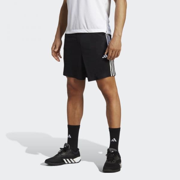 Adidas Calções em Piqué 3-Stripes Train Essentials Black / White XL - IB8111-0005