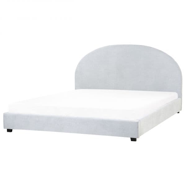 Beliani Cama de Casal King Size Estofada em Tecido de Poliéster Azul Claro 180 x 200 cm