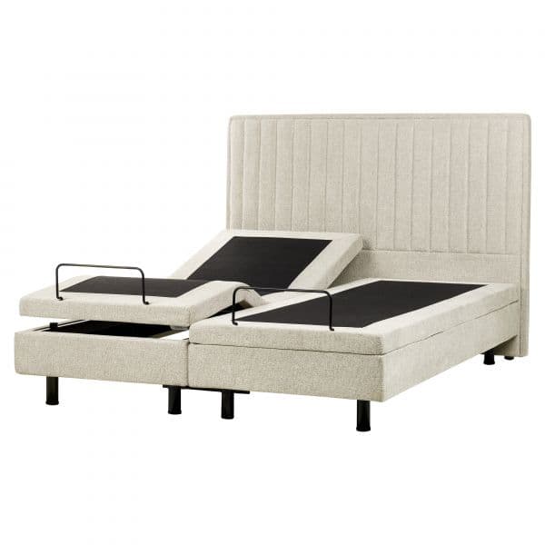 Beliani Cama Eletricamente Ajustável em Tecido Creme 160 x 200 cm com Comando Remoto de Estilo Moderno e Tradicional