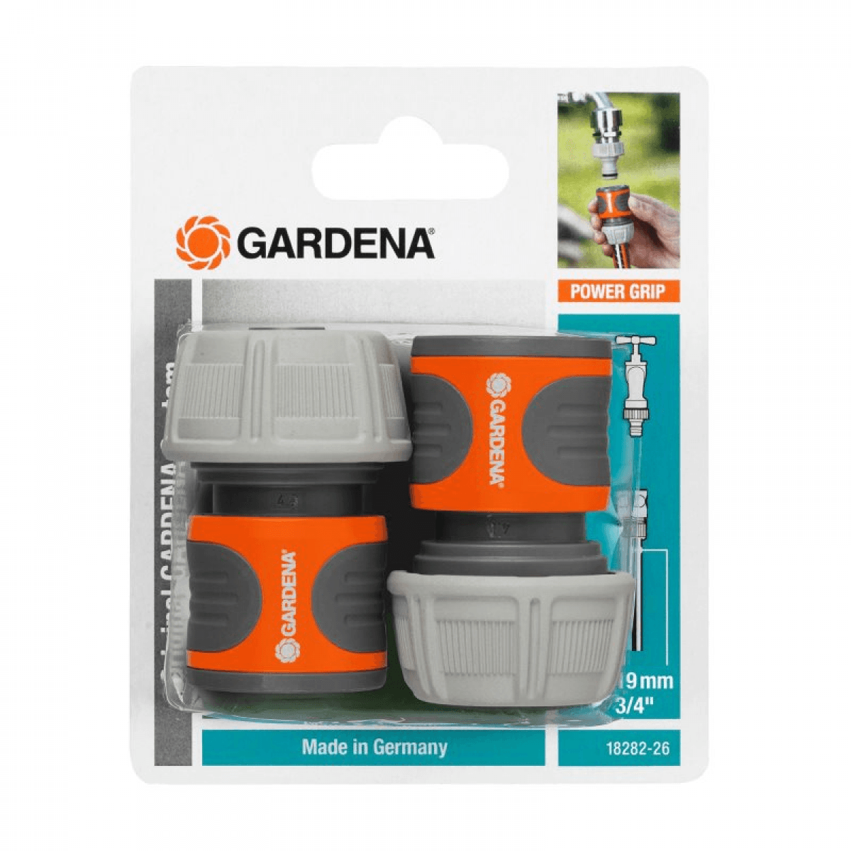 Gardena Conector de Mangueira Water Stop 19 mm Cinzento/laranja