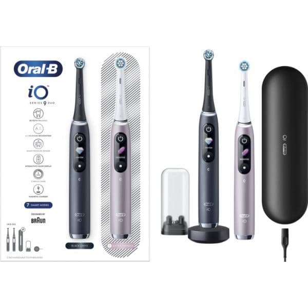 Braun Oral B Io Series 9 Duo Escova de Dentes Eléctrica Black Onyx & Rose Quartz 2 Un.
