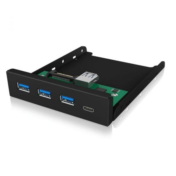 Icy Box Hub (Painel Frontal) USB C / USB A (Preto) - IB-HUB1418-I3