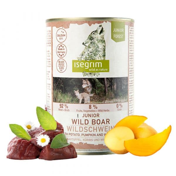Ração Húmida Isegrim Junior Super Premium Javali com Batata, Abóbora e Ervas 400 gr