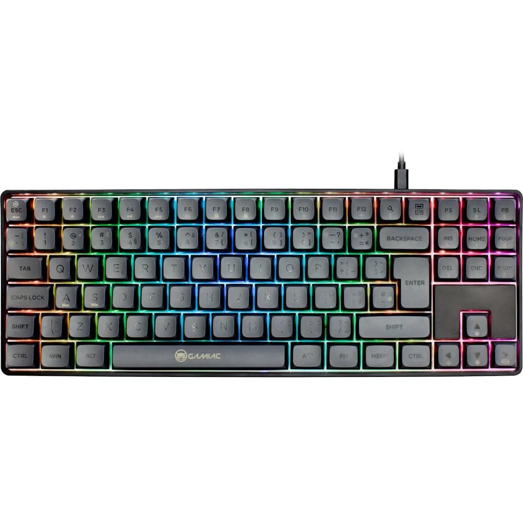 GAMIAC Teclado Mecânico TKL RGB90G Kailh Blue Preto/Cinzento