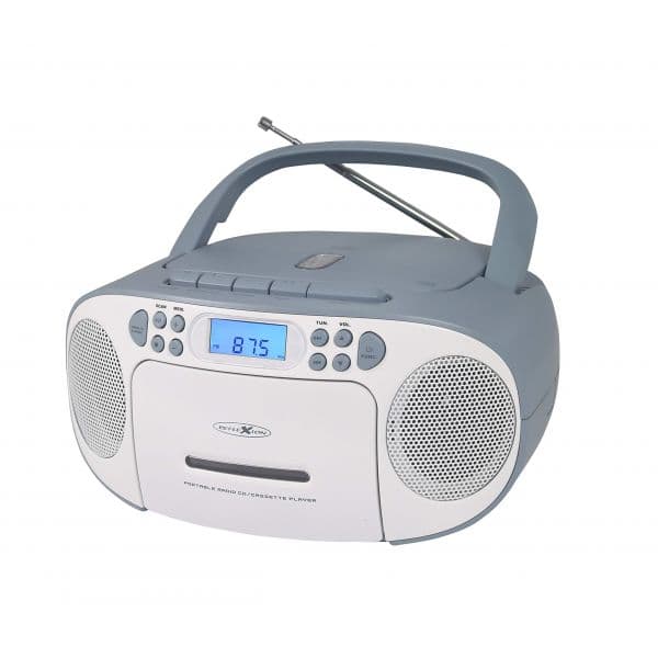 Reflexion Leitor de CD RCR2260 com Rádio FM PLL, Ecrã LCD, Entrada Auxiliar e Tomada para Auscultadores Branco/Azul