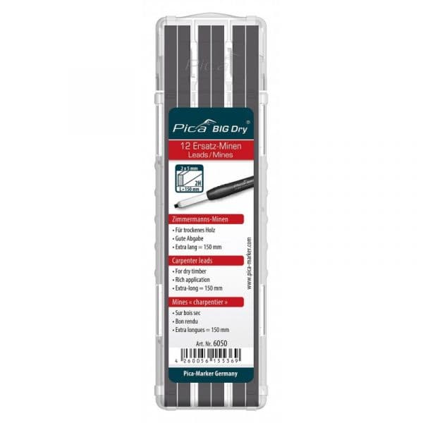 Pica Minas Carpintero 2H - Big Dry Contenido Estuche 12 Minas