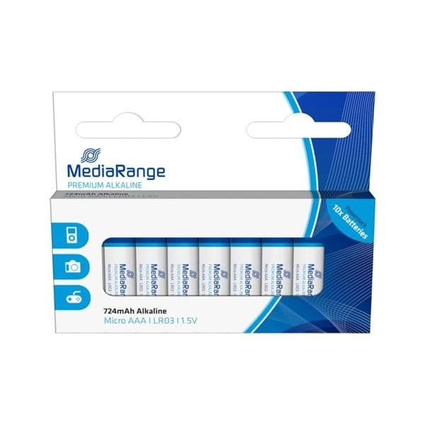 MediaRange Pilhas Alcalinas AAA|LR03 1.5V Pack10