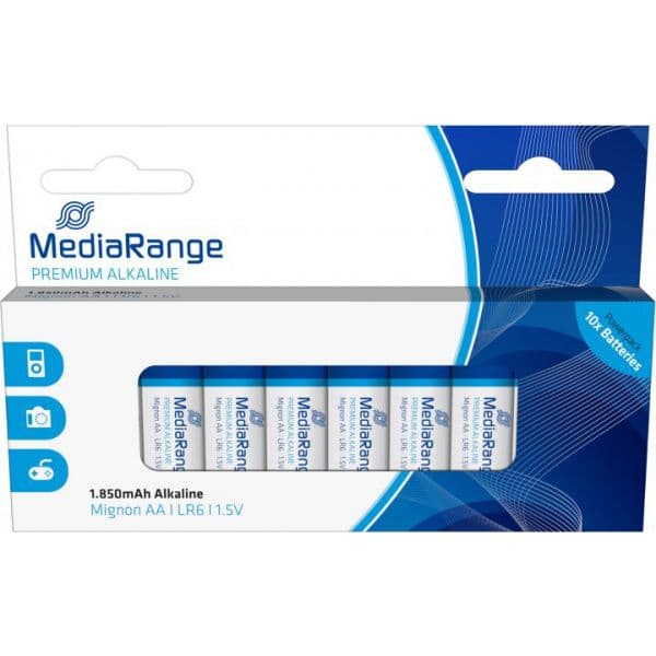 MediaRange Pack de 10 Pilhas Alcalinas AA / LR6 1.5V - MRBAT105