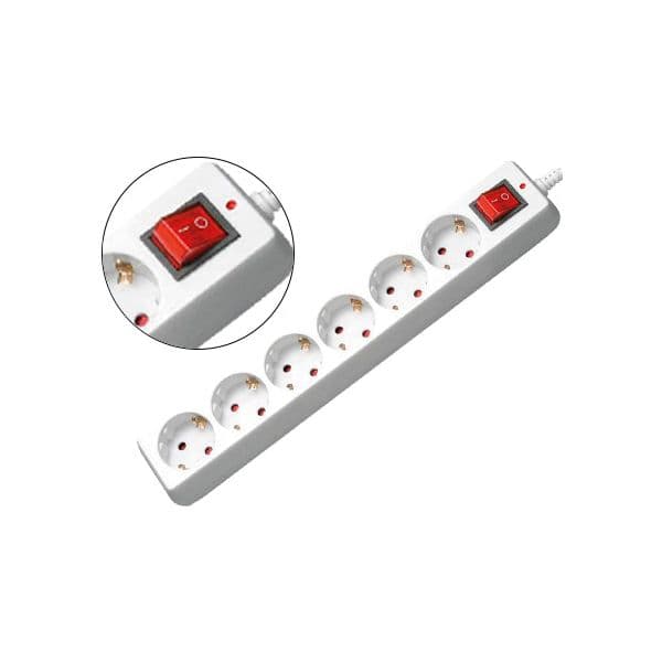 Mediarange Extensao 6 Tomadas Branca com Interruptor 1,4M - OFF075669CE