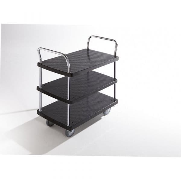 Kaiser+kraft Carrinho de Serviço, 3 Andares, 2 Varões de Empurrar, 150 Kg Preto - M1024064-968513