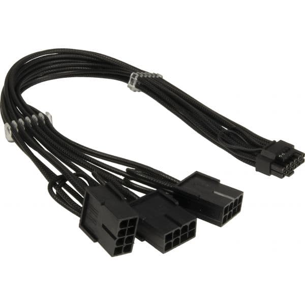 Inter-Tech GPU-02 Adaptador Cabo PCIe 12+4 pinos para 3x8 pinos 34cm Preto