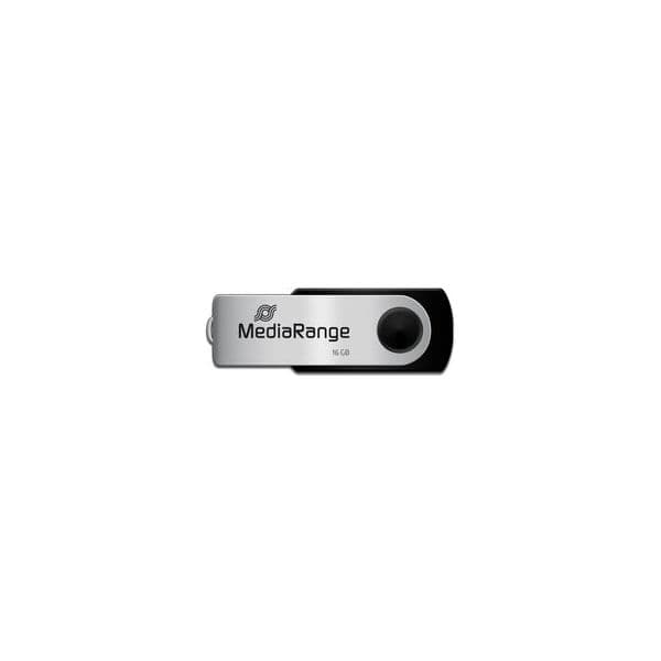 MediaRange 16GB Flexi USB 2.0 Preto e Prateado Pack 3