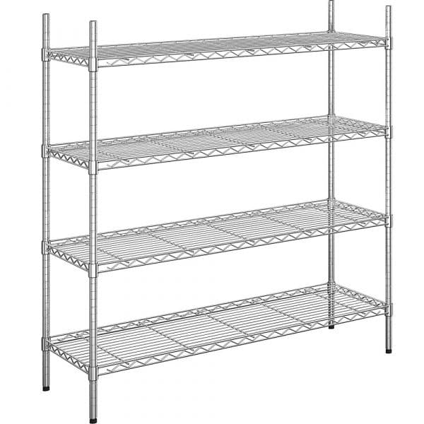 Kaiser+Kraft Estante Gradeada em Arame de Aço Cromada 1220 x 460 x 1370 mm 4 Prateleiras