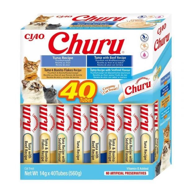 Inaba Churu Cat Box Atum e Marisco/Frutos do Mar/Frango 40x14g