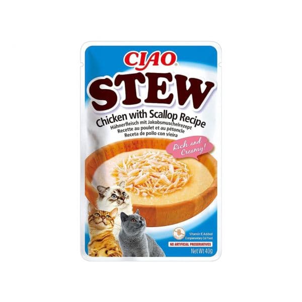 Ração Húmida Inaba Churu Cat Stew Frango e Vieira 40g