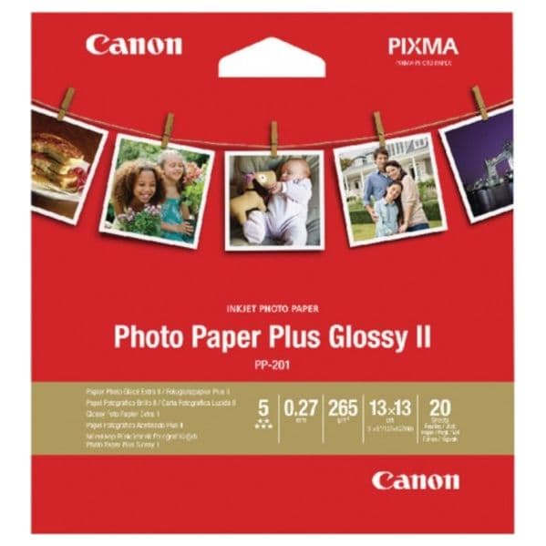 Canon Papel Foto PP-201 Plus Glossy II 265g 13x13cm 20 Folhas
