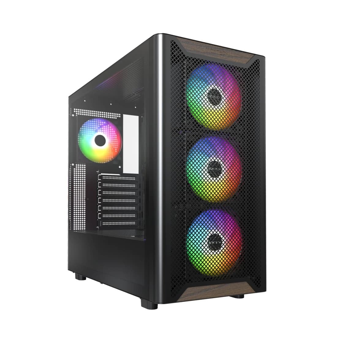 Caixa ATX Montech XR RGB Vidro Temperado Preto/Madeira