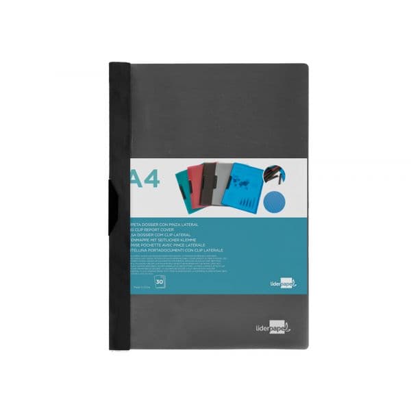 LiderPapel Bolsa Dossier Clip Lateral Preto 30 Folhas