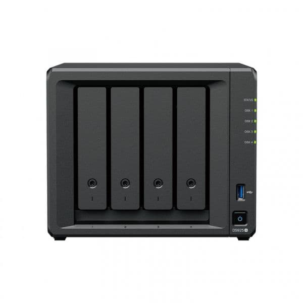 NAS Synology Disk Station DS925+ - 4 Baías - CPU 4-Core AMD Ryzen V1500B - 4GB RAM