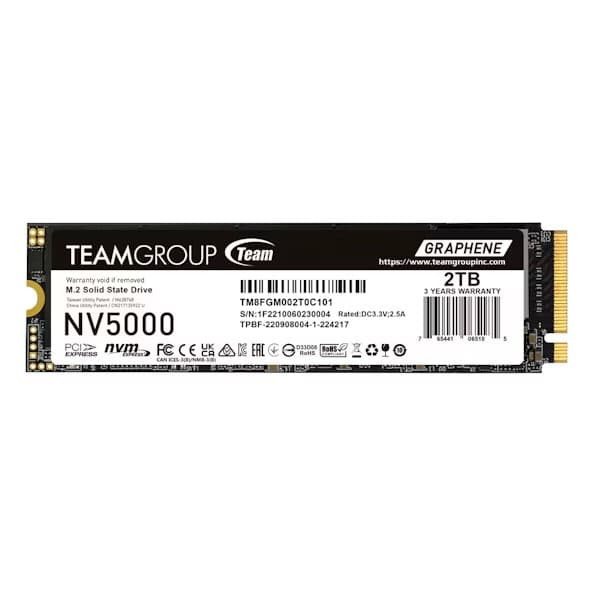 SSD Team Group 2TB NV5000 M.2 PCIe 4.0 NVMe com Dissipador de Calor