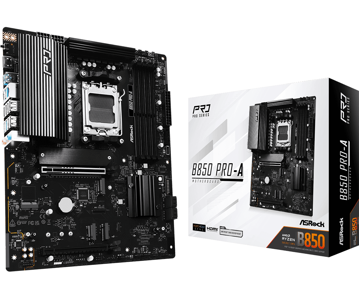 Motherboard Asrock B850 AM5 ATX Pro-A DDR5 PCIe 5.0 USB 3.2 LAN Áudio UEFI