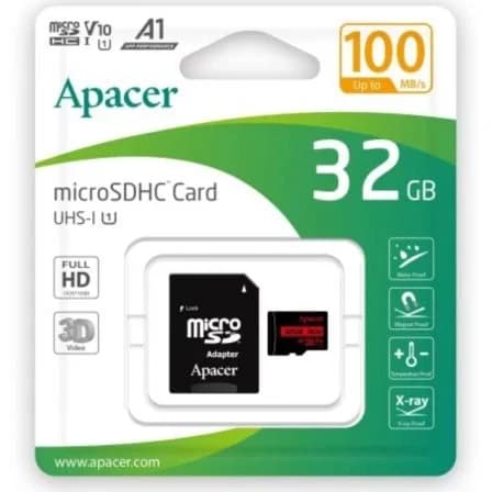 Apacer 32GB microSDHC UHS-I Classe 10 100MB/s AP32GMCSH10UB-R + Adaptador SD