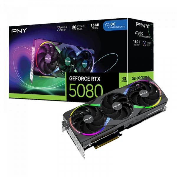 PNY GeForce RTX 5080 ARGB EPIC-X RGB Triple Fan OC 16GB GDDR7 DLSS4