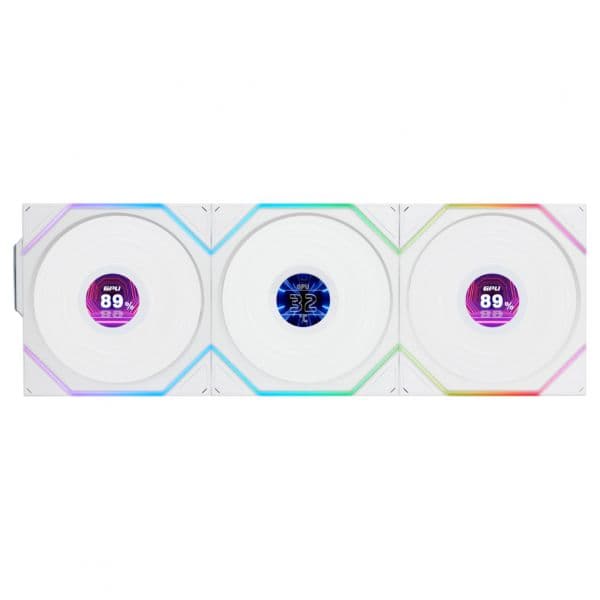 Lian Li Ventoinha 120mm Uni TL120 Lcd Wireless RGB Reverse PWM Branca (Pack3) - 12RTLLCD1W3W