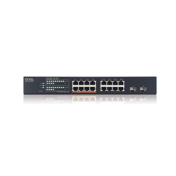 Switch Zyxel de 16 portas 2,5G, 2 SFP+, gerido por L2, PoE de 180 W, montagem em rack