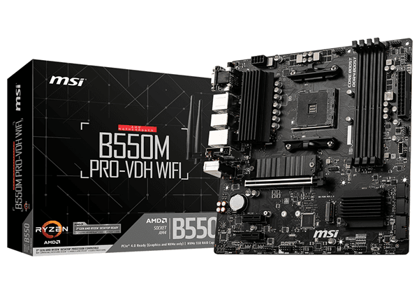PLACA ESPORTIVA AMD RYZEN MSI B550M PRO-VDH WIFI AM4 DDR4 PCX3.0 MATX HDMI