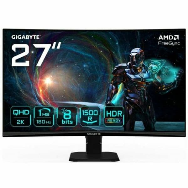 Monitor Gigabyte 27" GS27QCA QHD 180Hz 1ms FreeSync HDR Curvo