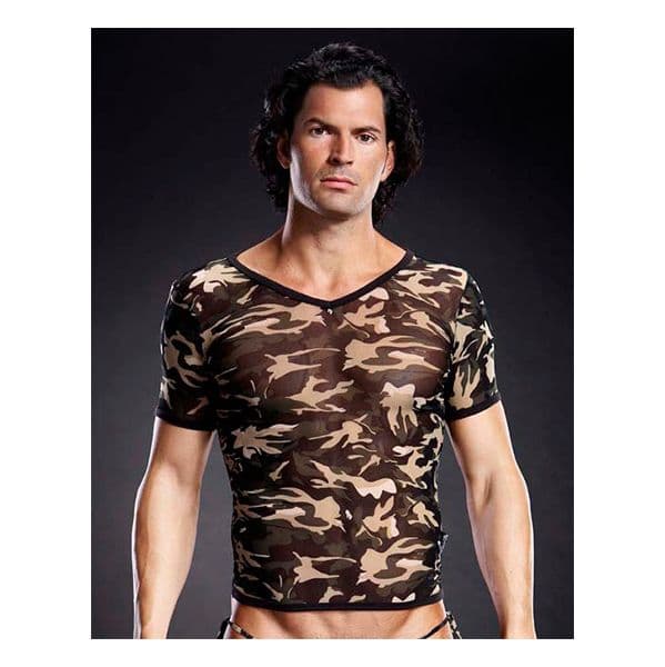 Blueline T-shirt com Gola V Camuflagem