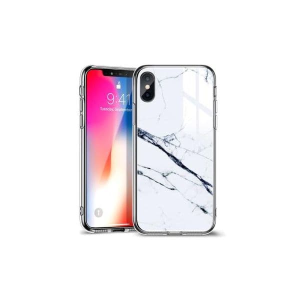 Capa Proteção Glass iPhone Xs Max Marble Branca