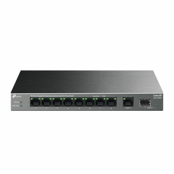 TP-Link Switch de Rede LiteWave 10 Portas Gigabit 8x PoE+/1x SFP - LS1210GP