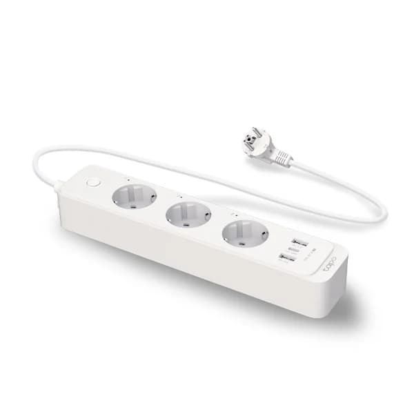 Régua Inteligente TP-Link Tapo P300 WiFi Power Strip 3 Tomadas Schuko 10A + USB/USB-C Branca - TAPOP300