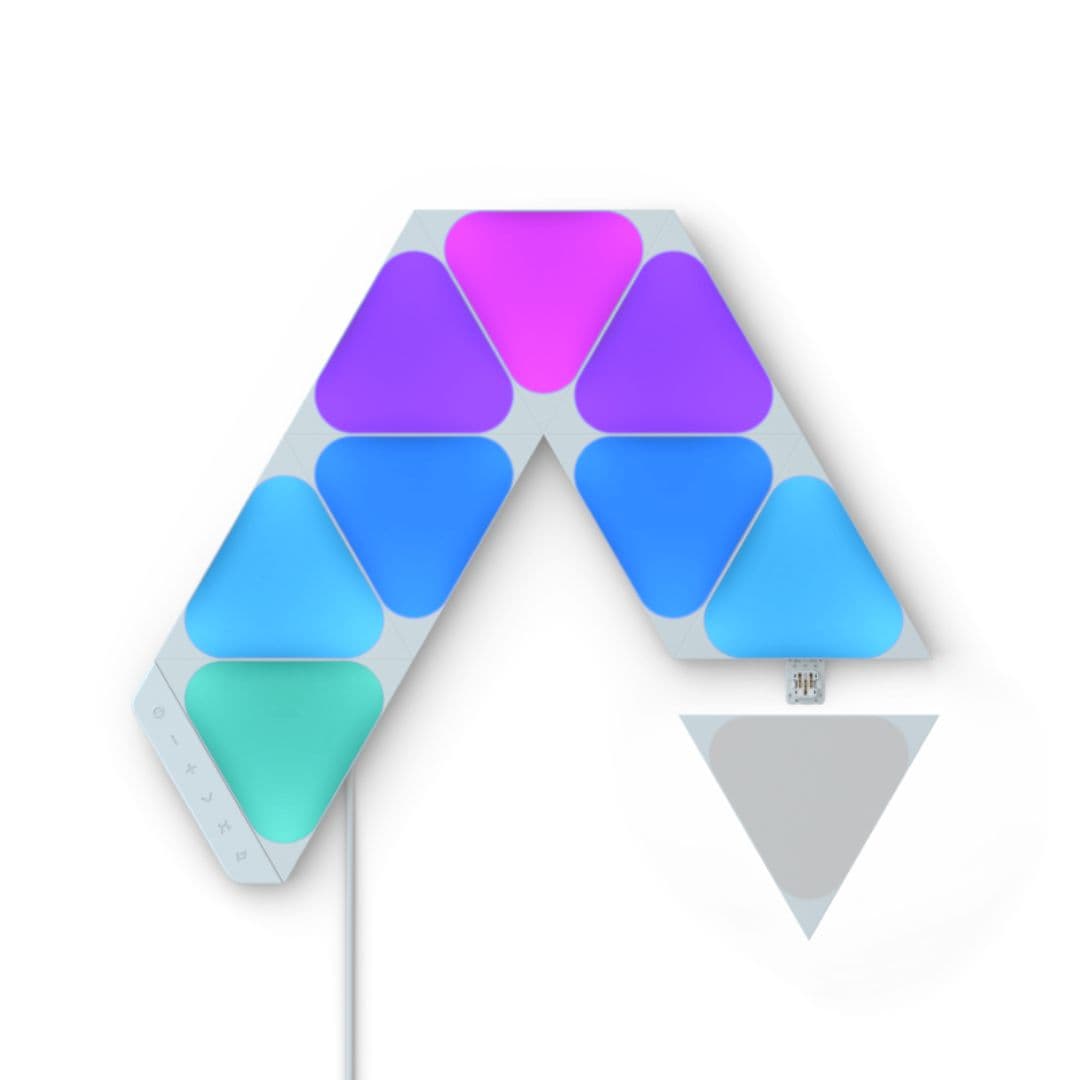 Iluminação Ambiente Nanoleaf Shapes Mini Triangles Wi-Fi Modular RGBW Room Decor & Gaming - Starter Kit (9 Painéis) NL48-0002TW-9PK-EU